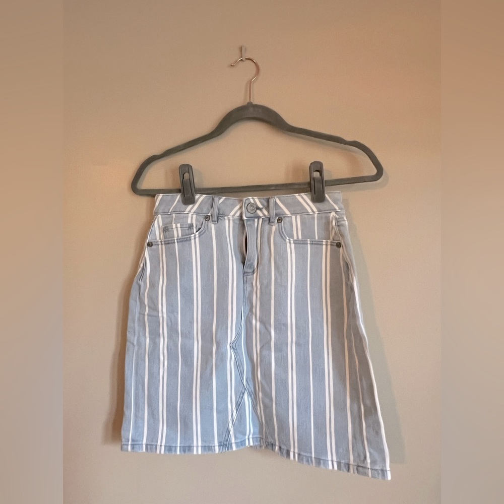 LOFT Striped Denim Skirt